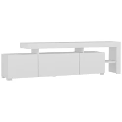 Mobili Porta Tv > Dmora Mobile Porta tv un Ripiano 3 Ante 192x37x53h cm, Luci led Incluse - Trasacco Bianco