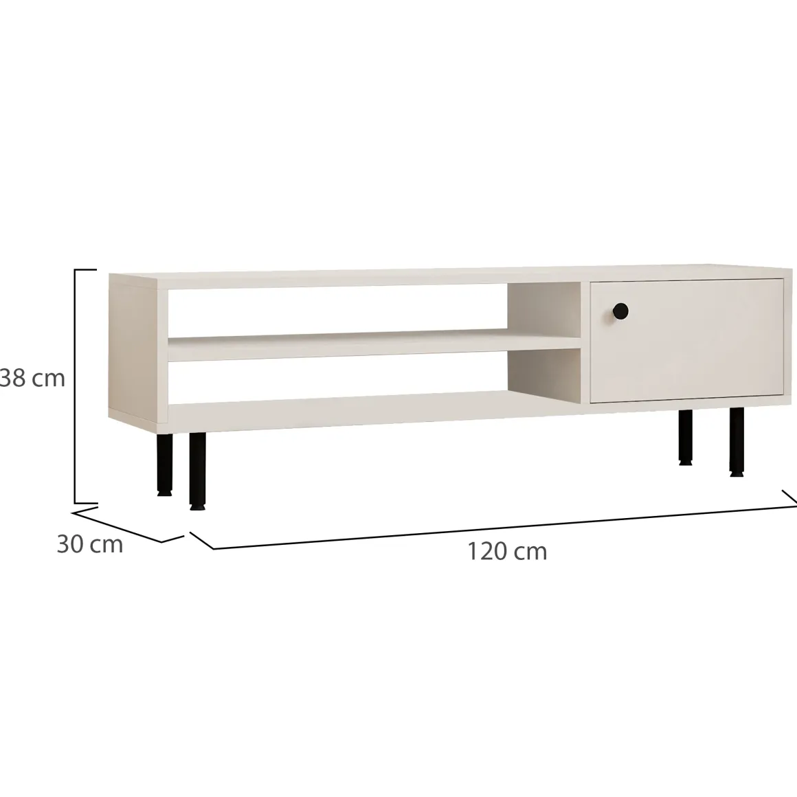 Mobili Porta Tv > Dmora Mobile Porta tv un Ripiano Un'anta 42x180x42h cm, 2 Vani - Borger Bianco