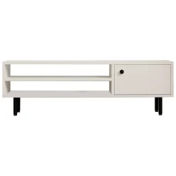 Mobili Porta Tv > Dmora Mobile Porta tv un Ripiano Un'anta 42x180x42h cm, 2 Vani - Borger Bianco
