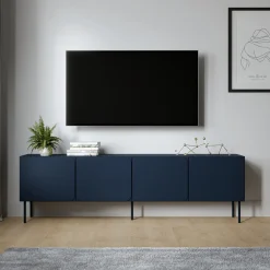 Mobile Porta tv blu un Ripiano 2 Ante 200x42x60h cm, 4 Vani - Mornago