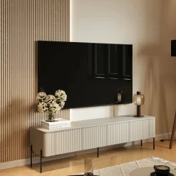 Mobili Porta Tv > Dmora Mobile porta TV Brembana, 190x40 h50 cm, Beige Beige Cashmere