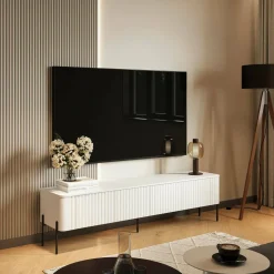 Mobile porta TV Brembana, 190x40 h50 cm, Bianco