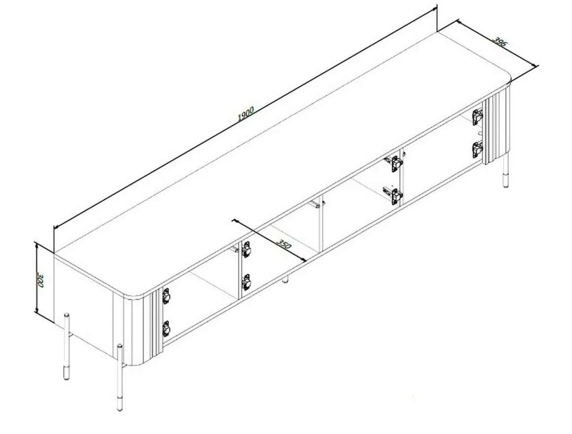 Mobile porta TV Brembana, 190x40 h50 cm, Bianco