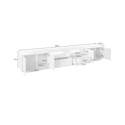 Salotto > Dmora Mobile porta TV Dleott, cm 260x41h46, Bianco lucido e Noce