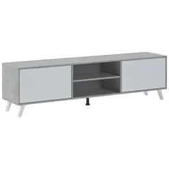 Mobile Porta tv Grigio Cemento Bianco Cassetti un Ripiano 180x40x49h cm, 2 Ante - Misinto