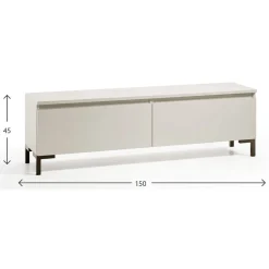 Mobili Porta Tv > Dmora Mobile Porta tv Grigio Chiaro Nero un Ripiano 2 Ante 150x37x45h cm, con Piedini Made in Italy - Mimasato Nero, Grigio Chiaro