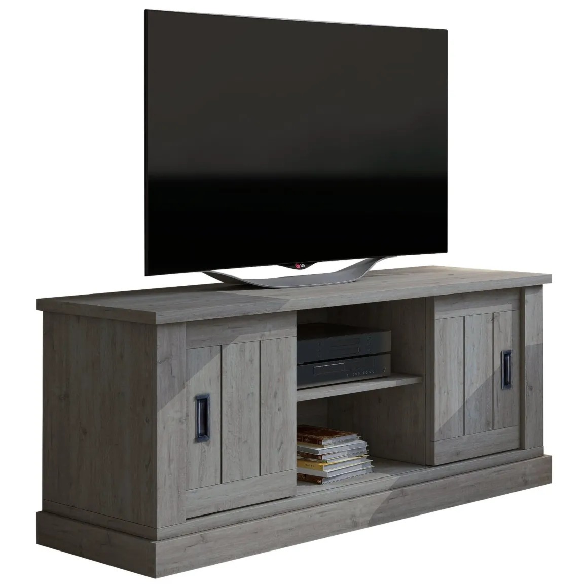 Mobile Porta tv Grigio Rovere Grigio un Ripiano 2 Ante 45x46x60h cm, 4 Vani - Mesola
