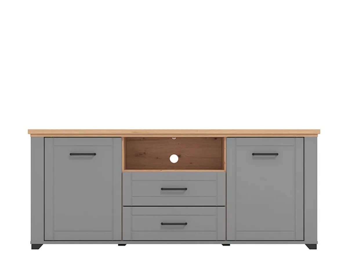 Mobili Porta Tv > Dmora Mobile Porta tv Grigio Scuro Marrone Rovere Nodi 2 Cassetti 4 Ripiani 161x41x66.5h cm, Apertura Battente, Scorrevole - Rotondi Marrone Rovere Nodi, Grigio Scuro