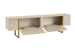 Mobili Porta Tv > Dmora Mobile porta TV Lilith, 180x30 h50 cm, Beige e Oro Oro, Beige