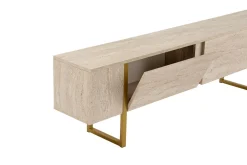 Mobili Porta Tv > Dmora Mobile porta TV Lilith, 180x30 h50 cm, Beige e Oro Oro, Beige