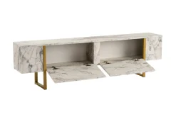 Mobile porta TV Lilith, 180x30 h50 cm, Marmo e Oro