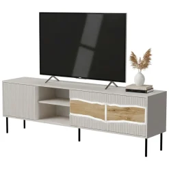 Mobili Porta Tv > Dmora Mobile porta TV Luvinate, 190x40 h62 cm, Beige e Rovere Nodi Beige Cashmere