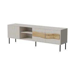 Mobili Porta Tv > Dmora Mobile porta TV Luvinate, 190x40 h62 cm, Beige e Rovere Nodi Beige Cashmere