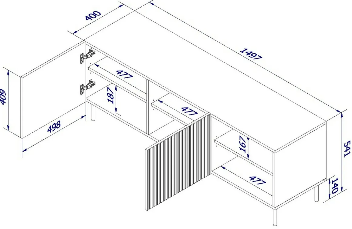 Mobile porta TV Magnano, 150x42 h52 cm, Nero