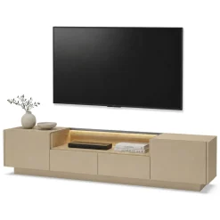 Mobili Porta Tv > Dmora Mobile Porta tv Marrone Chiaro Marrone Rovere 2 Cassetti 2 Ripiani 203x40x43h cm, 2 Ante - Kakagano Marrone Rovere, Marrone Chiaro