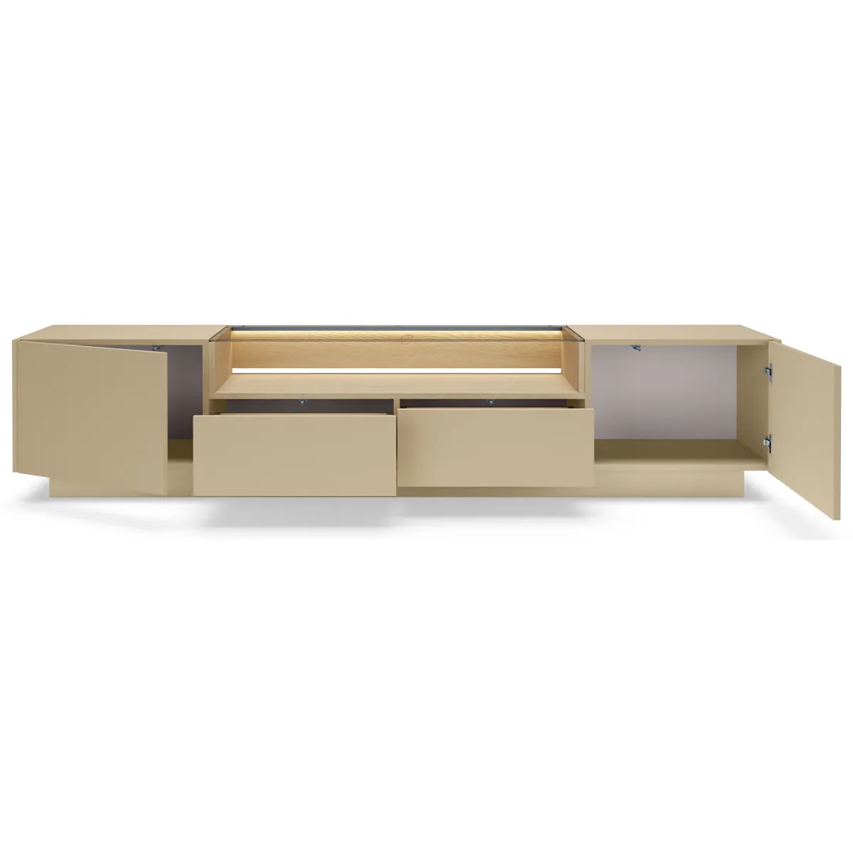 Mobili Porta Tv > Dmora Mobile Porta tv Marrone Chiaro Marrone Rovere 2 Cassetti 2 Ripiani 203x40x43h cm, 2 Ante - Kakagano Marrone Rovere, Marrone Chiaro
