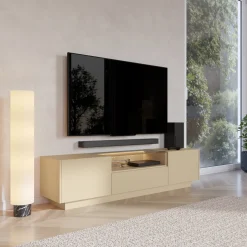 Mobile Porta tv Marrone Chiaro Marrone Rovere un Cassetto 2 Ripiani 176x40x43h cm, 2 Ante - Kakaha
