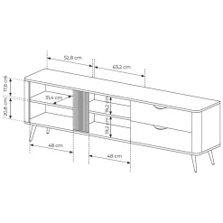 Mobili Porta Tv > Dmora Mobile Porta tv 2 Cassetti 3 Ripiani 195x38x61h cm, 2 Ante - Kamirili Marrone Noce