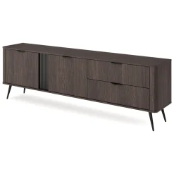 Mobili Porta Tv > Dmora Mobile Porta tv 2 Cassetti 3 Ripiani 195x38x61h cm, 2 Ante - Kamirili Marrone Noce