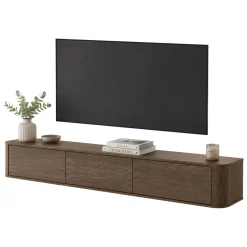 Mobile Porta tv Marrone Noce 3 Cassetti un Ripiano 200x34x28h cm, 3 Vani - Kahate