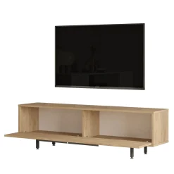 Mobili Porta Tv > Dmora Mobile Porta tv Marrone Noce Marrone Quercia Apertura a Ribalta 2 Ante 160x35.5x45.1h cm, 2 Vani - Moimacco Marrone Quercia, Marrone Noce