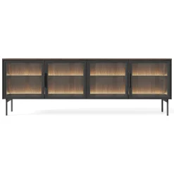 Mobile Porta tv Marrone Noce Nero 3 Ripiani 4 Ante 181x39x62h cm, con led - Kalerora