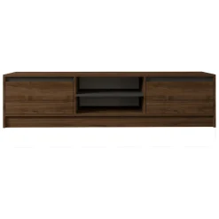 Mobili Porta Tv|Salotto > Dmora Mobile Porta tv Marrone Noce Nero Cassetti un Ripiano 180x30x50h cm, 2 Ante - Abishia Nero, Marrone Noce