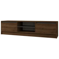 Mobili Porta Tv|Salotto > Dmora Mobile Porta tv Marrone Noce Nero Cassetti un Ripiano 180x30x50h cm, 2 Ante - Abishia Nero, Marrone Noce