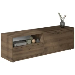 Mobile Porta tv Marrone Noce 2 Ripiani 3 Ante 136x35x42h cm, 4 Vani - Partanna