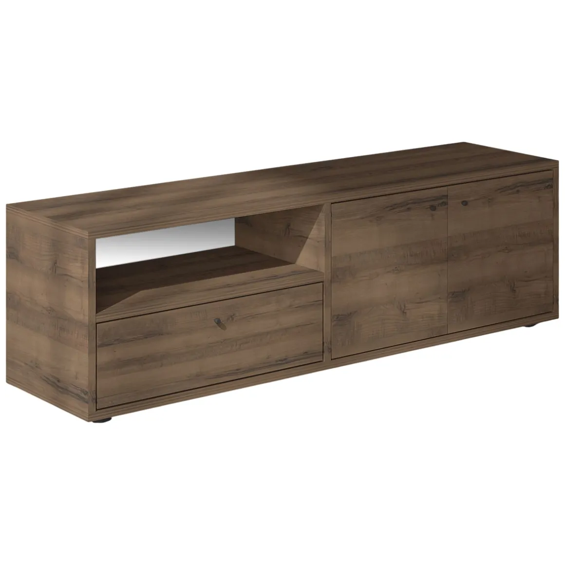 Mobile Porta tv Marrone Noce 2 Ripiani 3 Ante 136x35x42h cm, 4 Vani - Partanna
