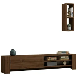 Mobile Porta tv Marrone Noce 2 Ripiani Apertura a Ribalta 160x27x33h cm, Un'anta - Cuorgne