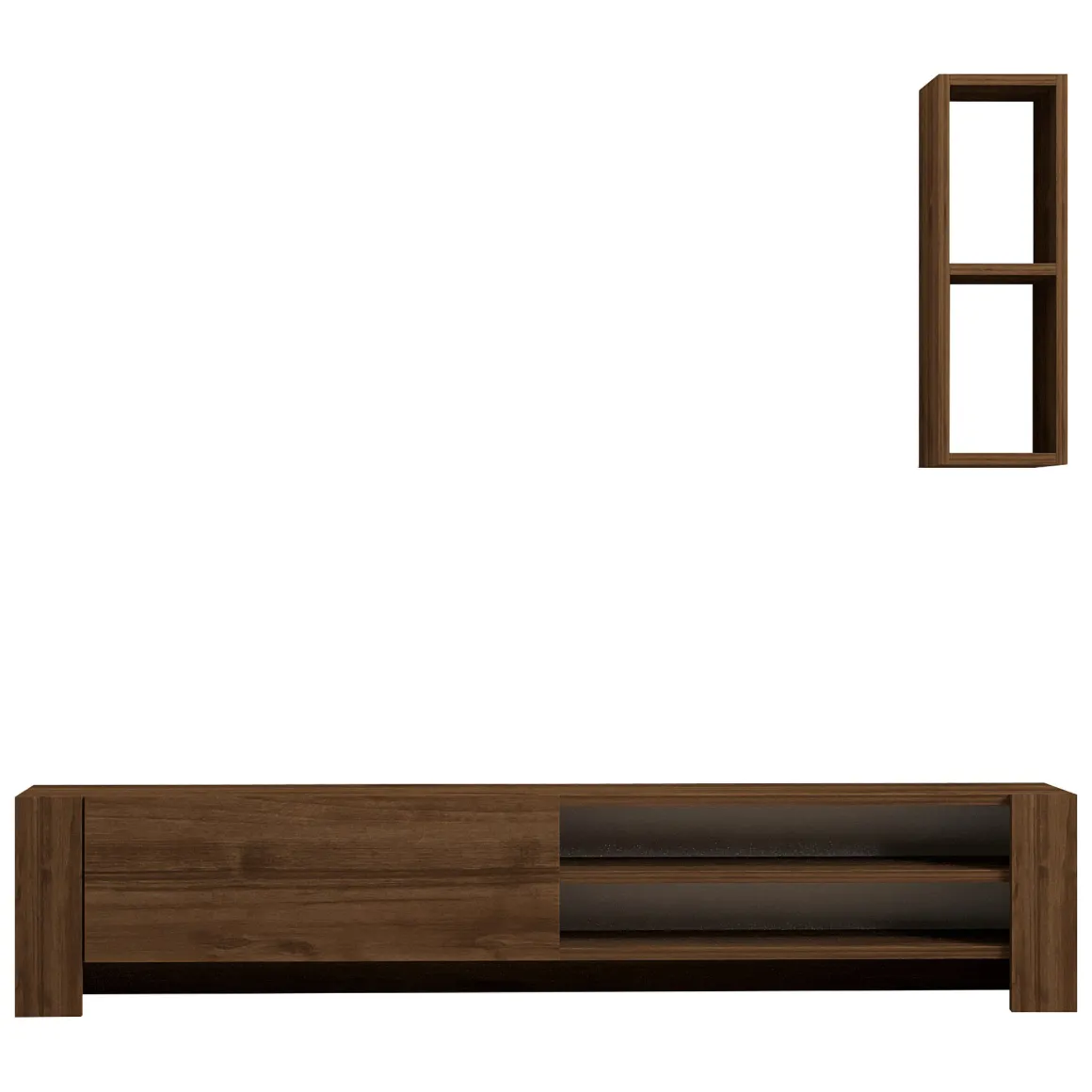 Mobile Porta tv Marrone Noce 2 Ripiani Apertura a Ribalta 160x27x33h cm, Un'anta - Cuorgne