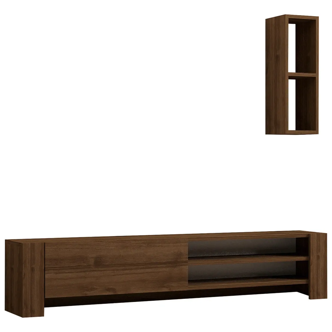 Mobile Porta tv Marrone Noce 2 Ripiani Apertura a Ribalta 160x27x33h cm, Un'anta - Cuorgne