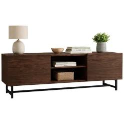 Mobili Porta Tv > Dmora Mobile Porta tv 3 Ripiani 2 Ante 150x41x50h cm, 6 Vani - Monno Marrone Noce