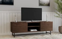 Mobili Porta Tv > Dmora Mobile Porta tv 3 Ripiani 2 Ante 150x41x50h cm, 6 Vani - Monno Marrone Noce