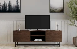 Mobili Porta Tv > Dmora Mobile Porta tv 3 Ripiani 2 Ante 150x41x50h cm, 6 Vani - Monno Marrone Noce