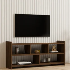 Mobile Porta tv Marrone Noce 5 Ripiani 5 Vani 118x28x55h cm, Peso Supportato 40 kg - Loreglia