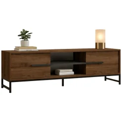 Mobili Porta Tv > Dmora Mobile Porta tv un Ripiano 2 Ante 160x40x50h cm, 4 Vani - Cinaglio Marrone Noce