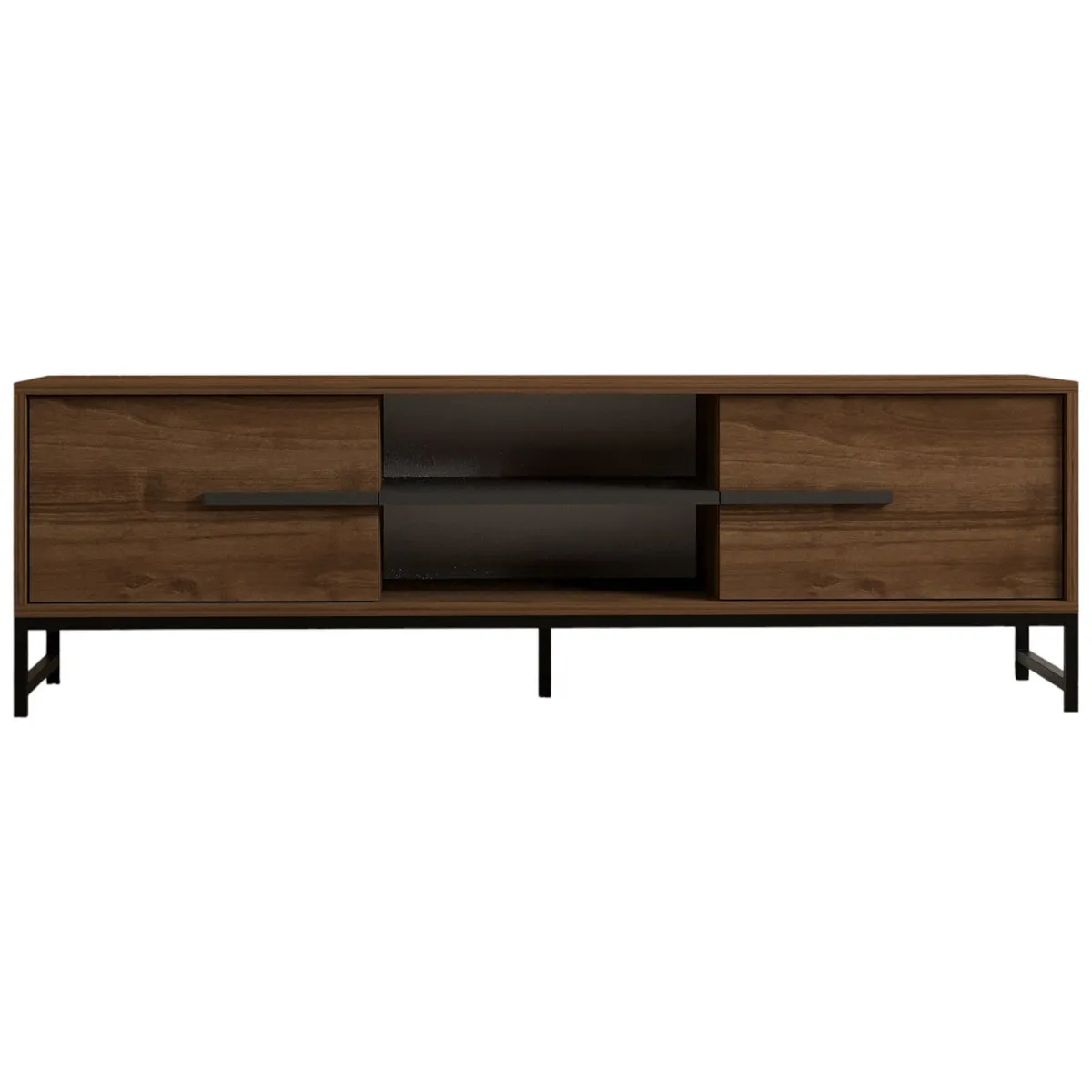 Mobili Porta Tv > Dmora Mobile Porta tv un Ripiano 2 Ante 160x40x50h cm, 4 Vani - Cinaglio Marrone Noce