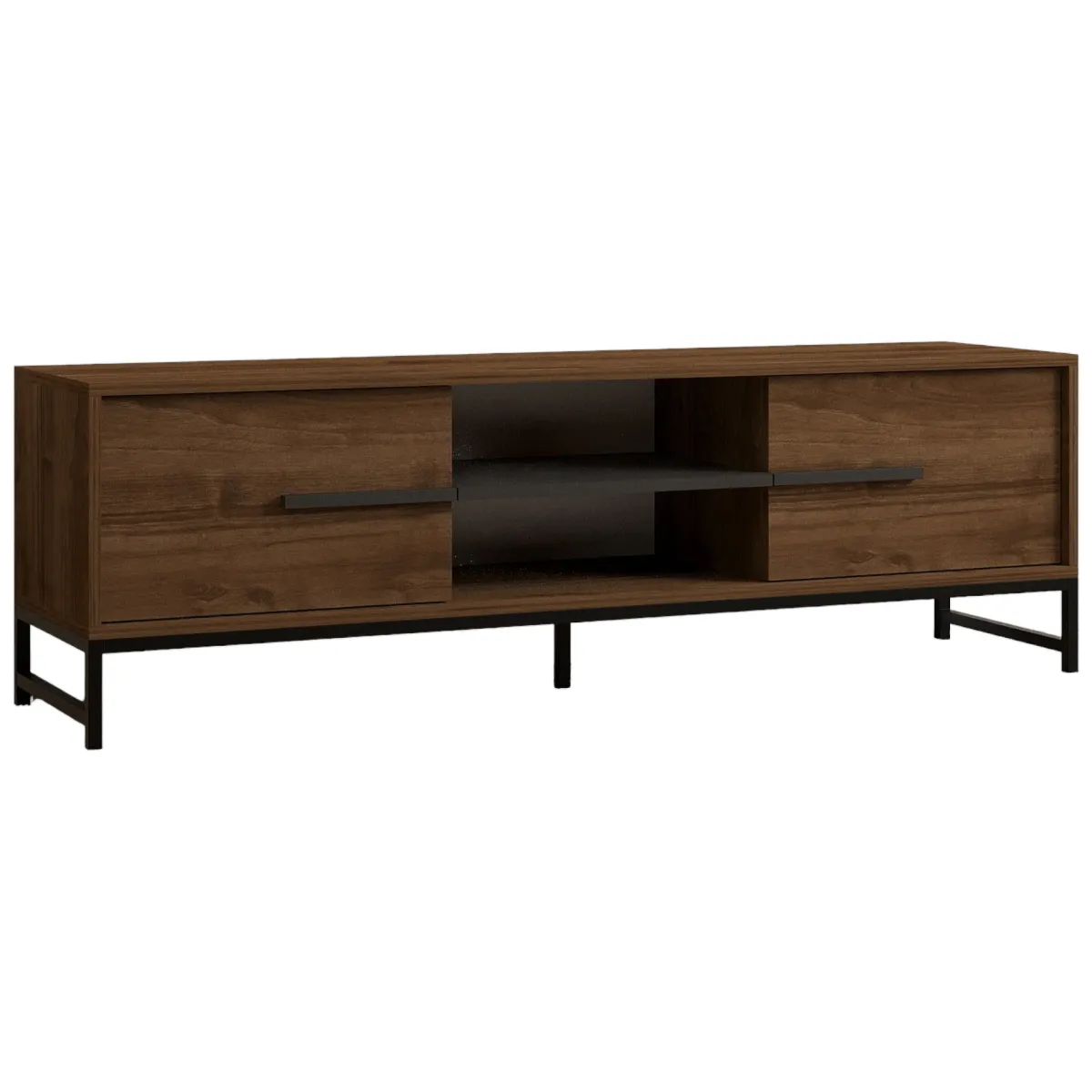 Mobili Porta Tv > Dmora Mobile Porta tv un Ripiano 2 Ante 160x40x50h cm, 4 Vani - Cinaglio Marrone Noce