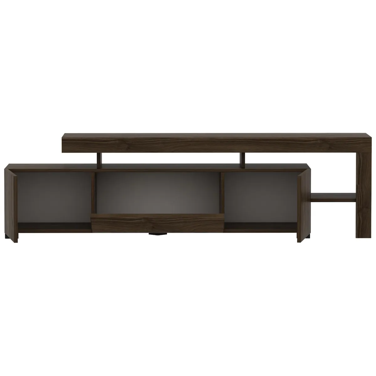 Mobili Porta Tv > Dmora Mobile Porta tv un Ripiano Apertura Battente, a Ribalta 192x37x53h cm, 3 Ante - Trasacco Marrone Noce
