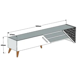 Mobile Porta tv Marrone Noce un Ripiano Un'anta 180x40x37h cm, 3 Vani - Campli