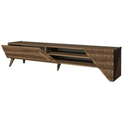Mobile Porta tv Marrone Noce un Ripiano Un'anta 180x40x37h cm, 3 Vani - Campli