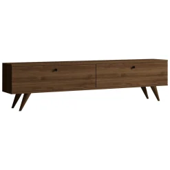 Mobili Porta Tv > Dmora Mobile Porta tv 2 Vani 2 Ante 160x25x40h cm, Apertura a Ribalta - Atestino Marrone Noce