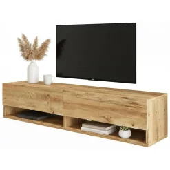Mobile Porta tv Marrone Quercia 3 Ripiani 2 Ante 140x31.6x29.1h cm, 4 Vani - Veneto