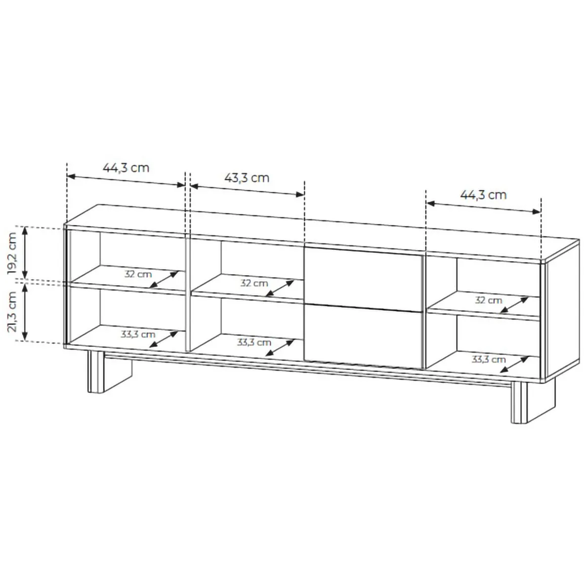 Mobile Porta tv Marrone Rovere 2 Cassetti un Ripiano 183x38x62h cm, 3 Ante - Kamani
