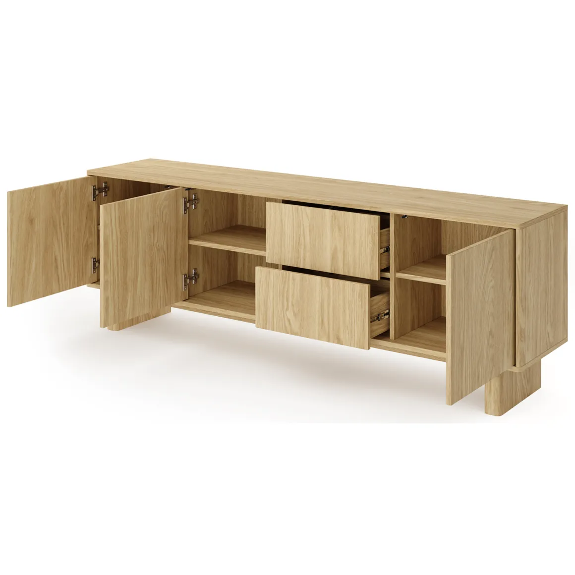 Mobile Porta tv Marrone Rovere 2 Cassetti un Ripiano 183x38x62h cm, 3 Ante - Kamani