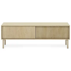 Mobile Porta tv Marrone Rovere 2 Ripiani 2 Ante 154x40x52h cm, Ante Effetto Rigato - Kami