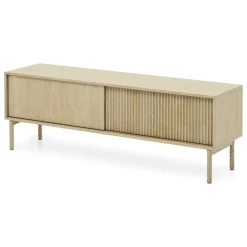 Mobile Porta tv Marrone Rovere 2 Ripiani 2 Ante 154x40x52h cm, Ante Effetto Rigato - Kami