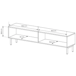 Mobile Porta tv Marrone Rovere 2 Ripiani 2 Ante 187x40x52h cm, Ante Effetto Rigato - Kamikaza